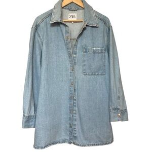 Zara Light Blue Denim Shirt Jacket